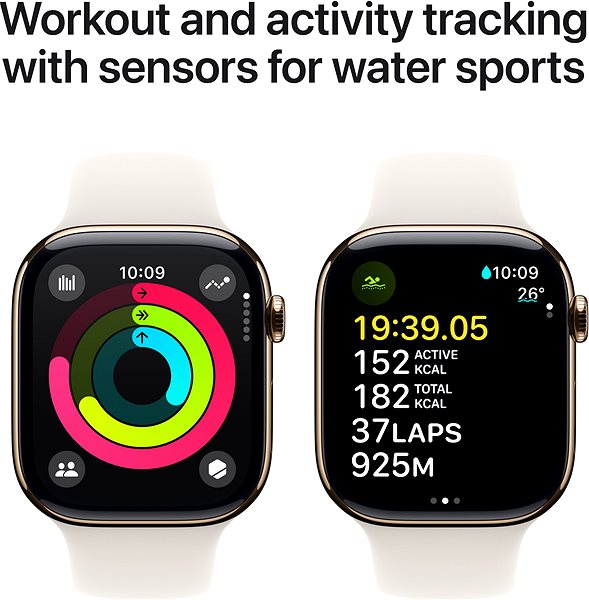 Smart Watch Apple Watch Series 10 46mm Cellular Gold Titanium Case with Starlight Sport Band - M/L ...