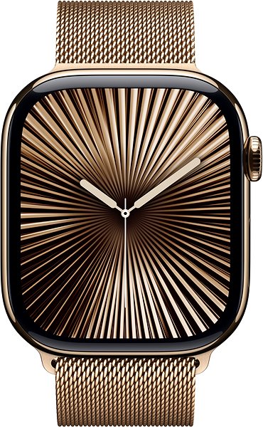 Smart Watch Apple Watch Series 10 46mm Cellular Gold Titanium Case with Gold Milanese Loop - S/M ...