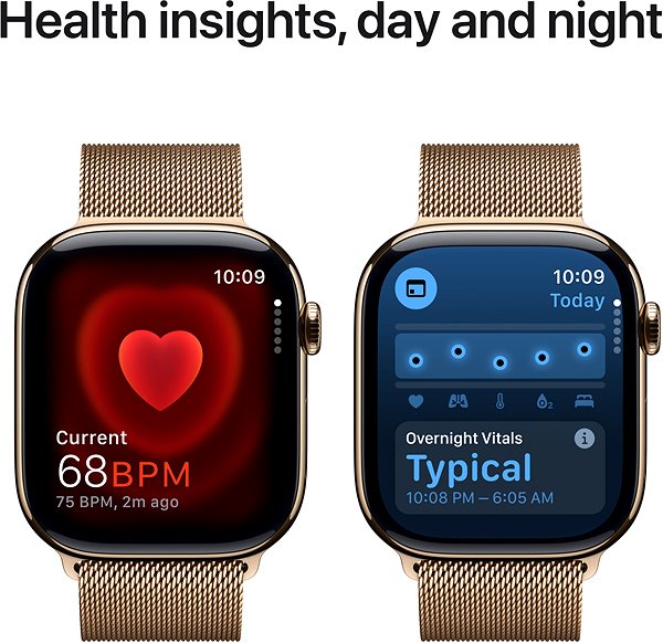 Smart Watch Apple Watch Series 10 46mm Cellular Gold Titanium Case with Gold Milanese Loop - S/M ...