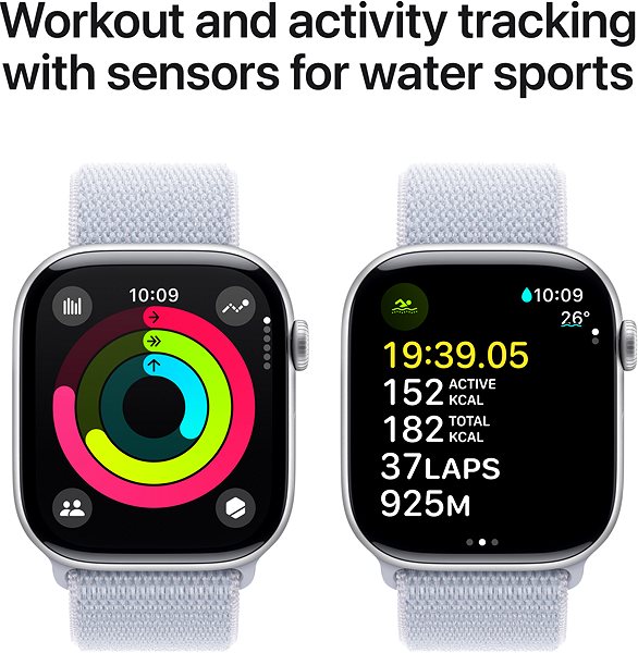 Smart Watch Apple Watch Series 10 46mm Cellular Silver Aluminium Case with Blue Cloud Sport Loop ...