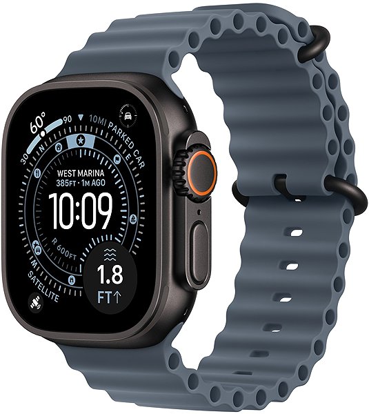 Armband Apple Watch 49mm Stahl Blue Ocean Bandverlängerung - Ausführung aus schwarzem Titan ...