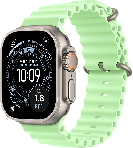 Szíj Apple Watch 49 mm szíj, óceán - neonzöld, fekete titán kivitel ...
