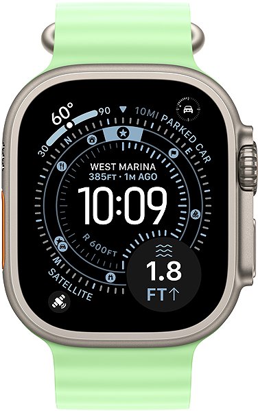 Szíj Apple Watch 49 mm szíj, óceán - neonzöld, fekete titán kivitel ...