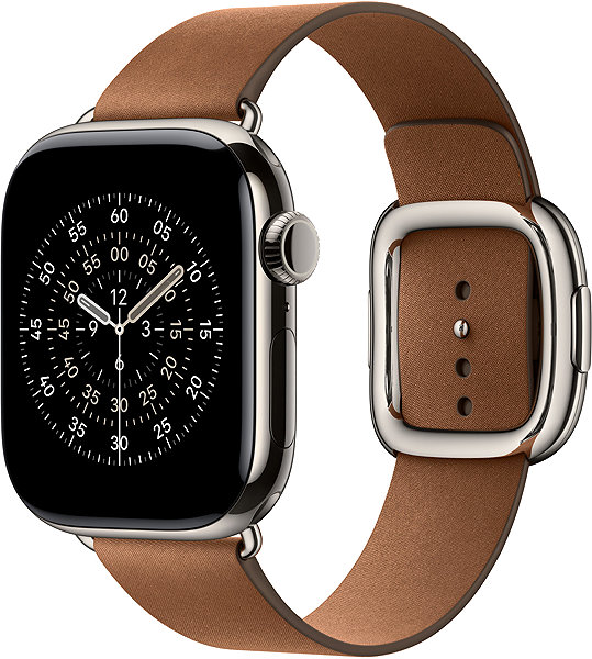Smartwatch-Armband Apple Watch 42 mm Karamellfarbenes Armband mit moderner Schließe – Large ...