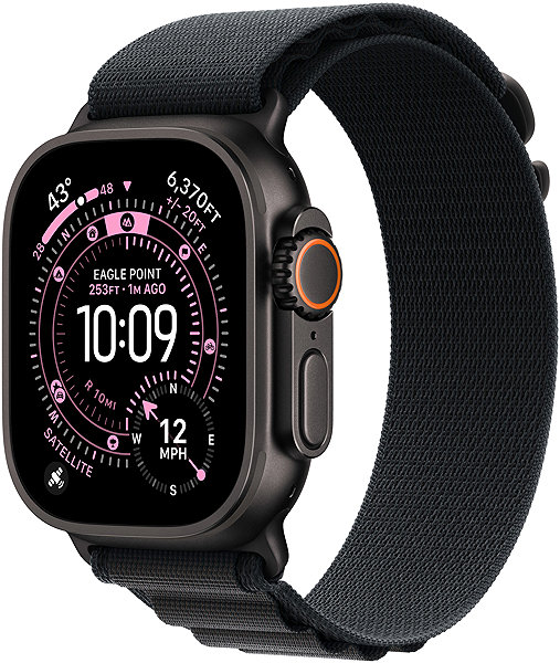 Armband Apple Watch 49 mm Schwarzes Alpine Loop – Small – Ausführung aus schwarzem Titan ...