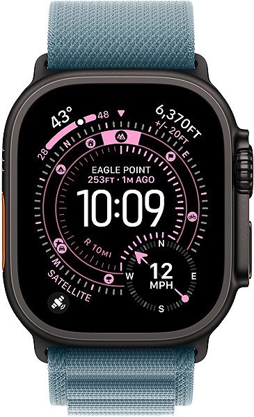 Szíj Apple Watch 49 mm Alpesi pánt, M - világoskék / fekete titán ...