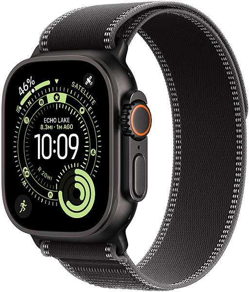 Armband Apple Watch 49 mm Schwarzes Trail Loop – M/L – Ausführung aus schwarzem Titan ...