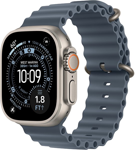 Armband Apple Watch 49 mm Stahlblaues Verlängerungsband für das Ocean Band – Ausführung aus Naturtitan ...