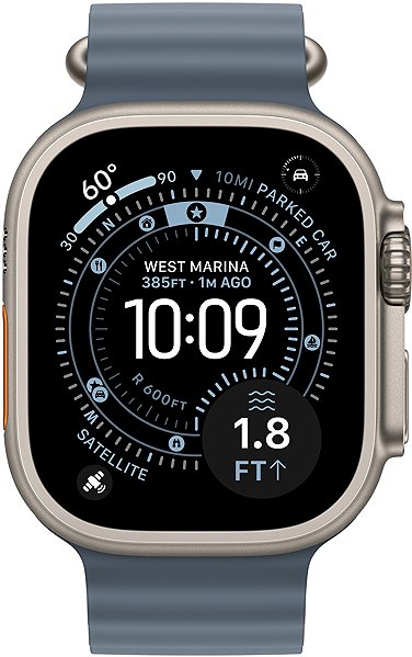 Armband Apple Watch 49 mm Stahlblaues Verlängerungsband für das Ocean Band – Ausführung aus Naturtitan ...