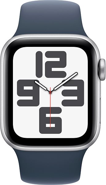 Okosóra Apple Watch SE 40mm - ezüst alumínium tok, viharkék sport szíj, S/M ...