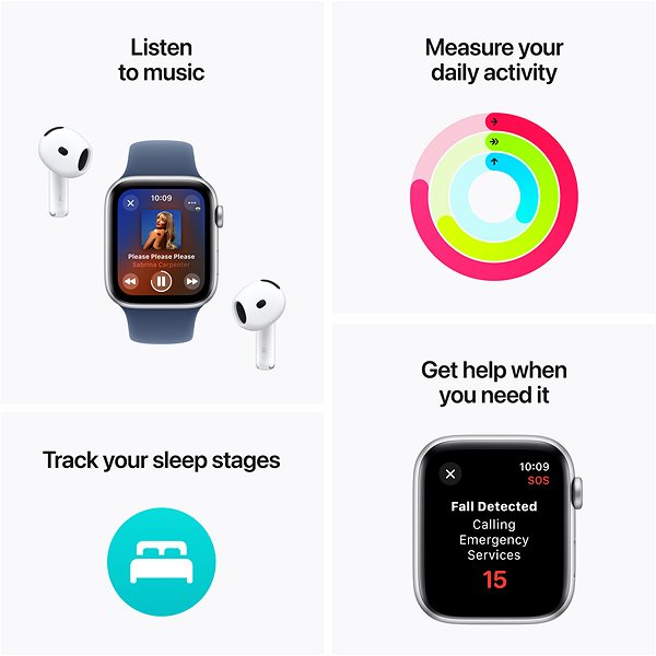 Smart Watch Apple Watch SE Cellular 44mm Starlight Aluminium Case with Lake Green Sport Loop ...
