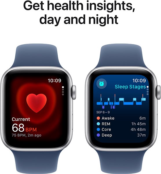 Smart Watch Apple Watch SE 44mm Silver Aluminium Case with Denim Sport Band - S/M ...