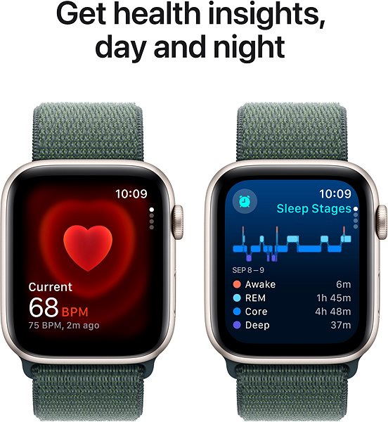 Smart Watch Apple Watch SE 44mm Starlight Aluminium Case with Lake Green Sport Loop ...