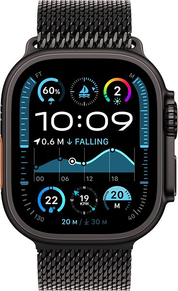Smart Watch Apple Watch Ultra 2 49mm Black Titanium Case with Black Titanium Milanese Loop - M ...