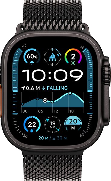Smart Watch Apple Watch Ultra 2 49mm Black Titanium Case with Black Titanium Milanese Loop - L ...