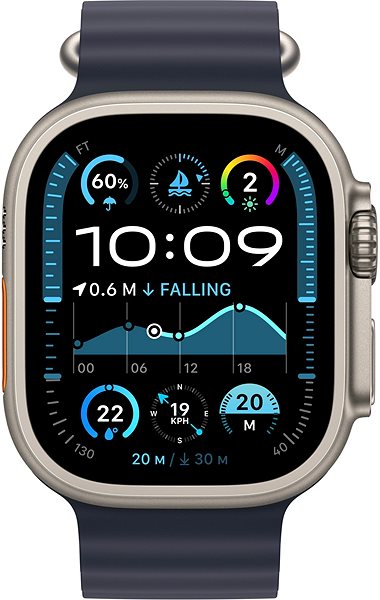 Smart Watch Apple Watch Ultra 2 49mm Natural Titanium Case with Navy Ocean Band ...