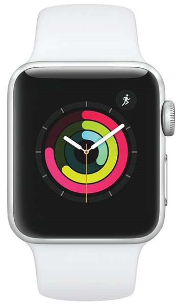 Smartwatch Apple Watch Series 3 38mm GPS Silber Aluminium mit weißem Sportarmband Screen