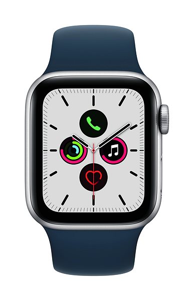 Smartwatch Apple Watch SE 40 mm Silber Aluminium mit tiefseeblauem Sportarmband Screen
