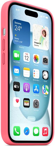 Telefon tok Apple iPhone 15 rózsaszín szilikon MagSafe tok ...