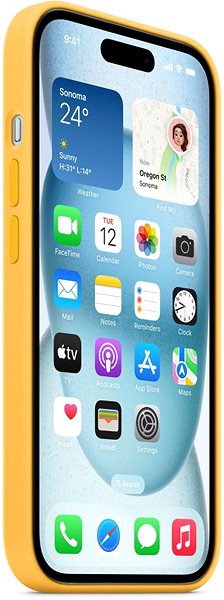 Kryt na mobil Apple iPhone 15 Silikónový kryt s MagSafe lúčovo žltý ...