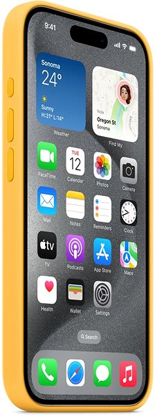 Telefon tok Apple iPhone 15 Pro sárga szilikon MagSafe tok ...