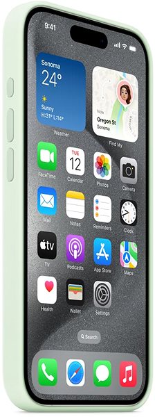 Telefon tok Apple iPhone 15 Pro világos menta szilikon MagSafe tok ...