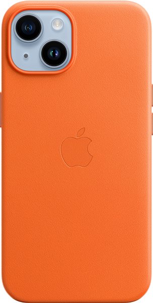Kryt na mobil Apple iPhone 14 Kožený kryt s MagSafe oranžový.