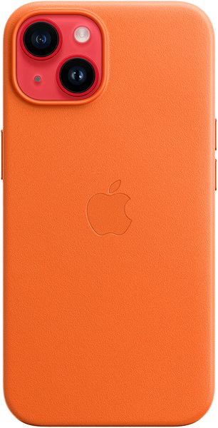 Telefon tok Apple iPhone 14 MagSafe narancssárga bőr tok ...