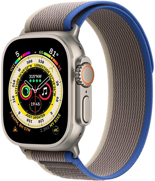 Armband Apple Watch 49 mm Blue-Grey Trail Pull - S/M ...