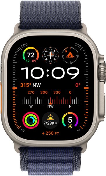 Armband Apple Watch 49mm Marineblau Alpine Pull - Large - Natural Titanium ...