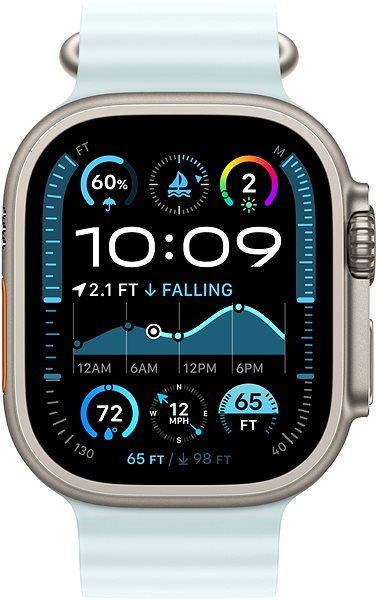 Řemínek Apple Watch 49mm ledově modrý Oceánský řemínek - provedení z přírodního titanu ...