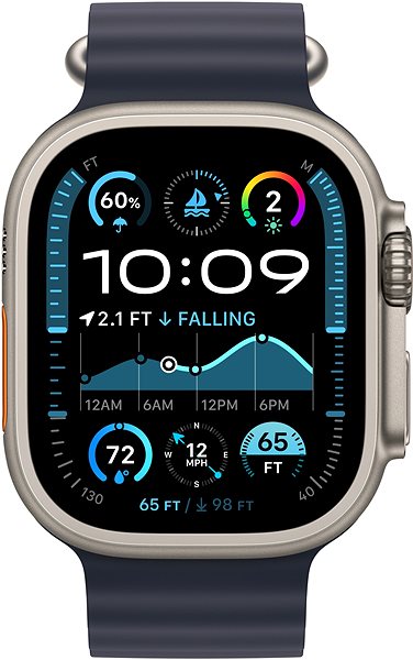 Řemínek Apple Watch 49mm námořnicky modrý Oceánský řemínek - provedení z přírodního titanu ...