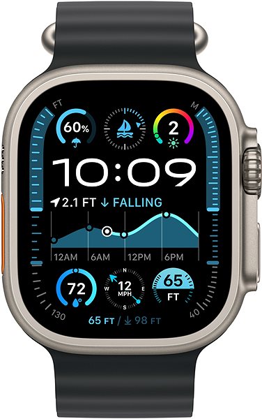 Řemínek Apple Watch 49mm černý Oceánský řemínek - provedení z přírodního titanu ...