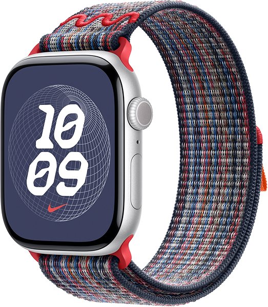 Armband Apple Watch 46mm blau und rot durchziehbares Nike Sportarmband ...