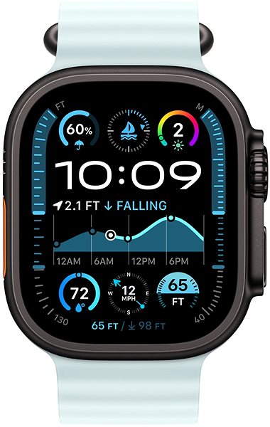 Smartwatch-Armband Apple Watch 49mm Ocean Armband Kristallblau – Titan Schwarz ...