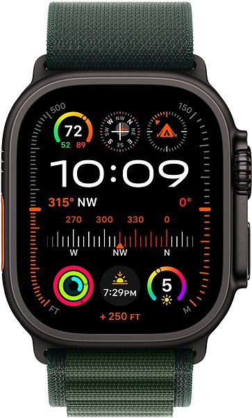 Armband Apple Watch 49mm Dunkelgrün Alpine Loop - Medium - Schwarz Titan ...