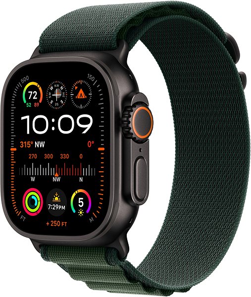 Armband Apple Watch 49mm Dunkelgrün Alpine Loop - Medium - Schwarz Titan ...