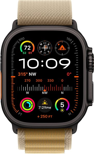 Armband Apple Watch 49mm Gelb Braun Alpine Loop - Medium - Schwarz Titanium ...