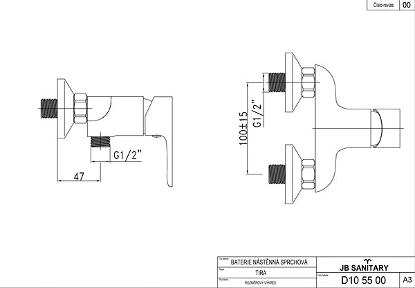 Tap JB Sanitary Tira Shower Wall Mixer, D105500 ...
