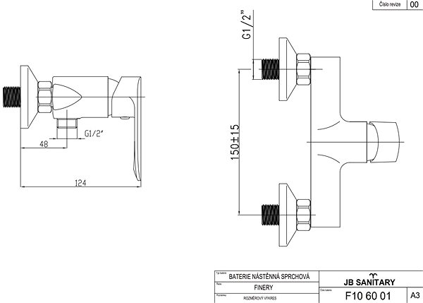 Tap JB Sanitary Finery Shower wall mixer, F106001 ...