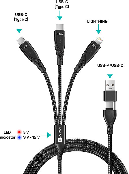 Napájecí kabel CONNECT IT Wirez 6in1, černý ...