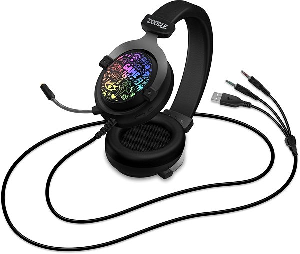 Gaming Headphones CONNECT IT DOODLE RGB CHP-6501-BK Black Connectivity (ports)