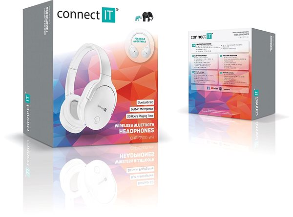 Vezeték nélküli fül-/fejhallgató Connect IT SuperSonic CHP-0500-WH fehér Csomagolás/doboz