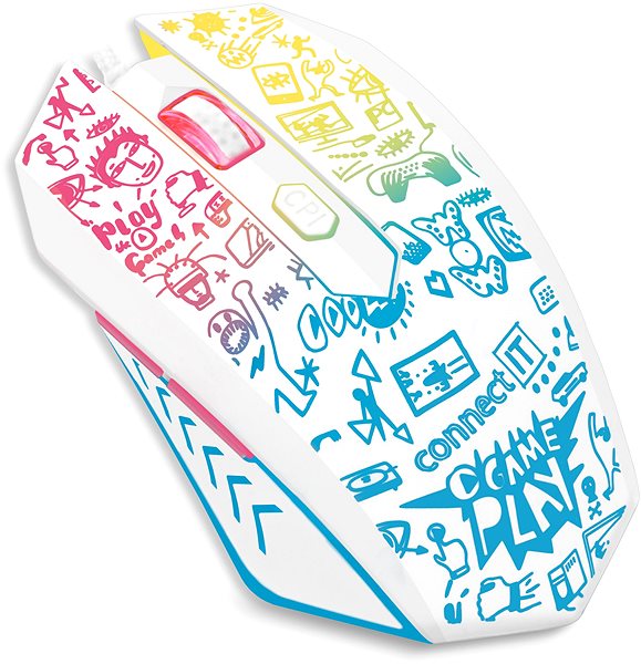 Gaming Mouse CONNECT IT DOODLE WHITE Limited Edition Lateral view