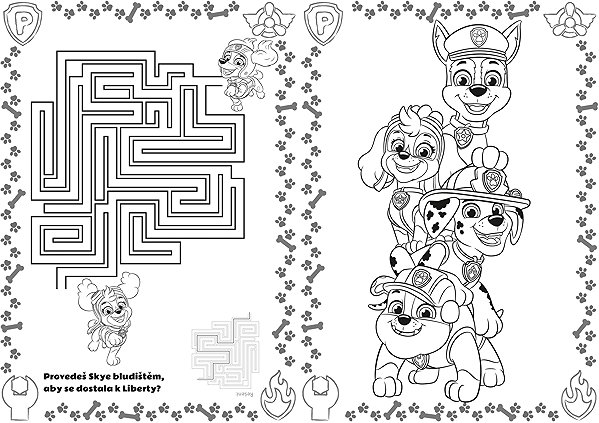 colouring page A4 colouring book with stickers Tlapková patrola .