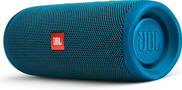 Bluetooth-Lautsprecher JBL Flip 5 Eco Edition Ocean Blue Seitlicher Anblick