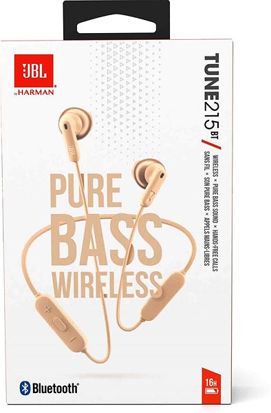 Wireless Headphones JBL Tune 215BT, Gold Packaging/box