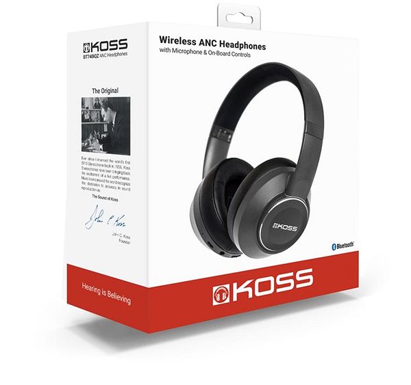 Wireless Headphones KOSS BT/740iQZ, Black Packaging/box