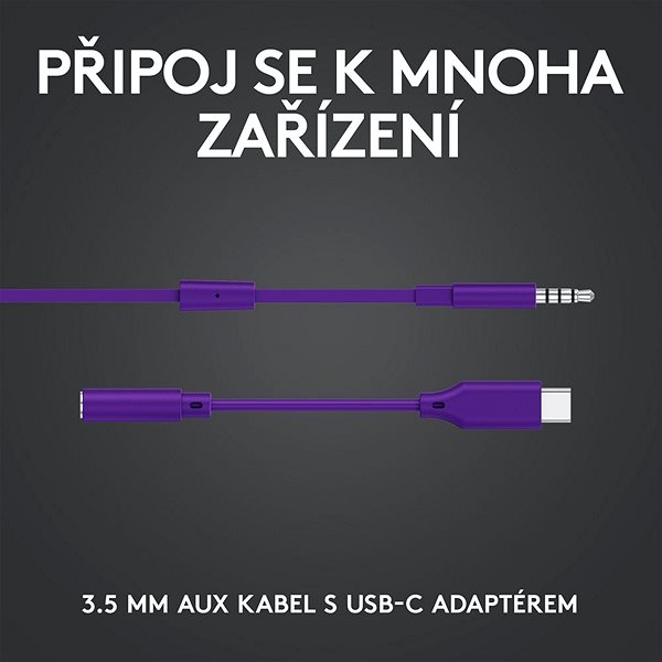 Gamer fejhallgató Logitech G333 Gaming Earphones Purple Csatlakozási lehetőségek (portok)