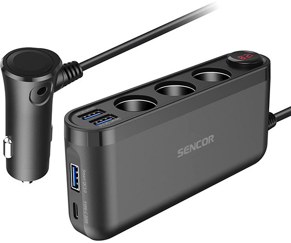 Nabíjačka do auta Sencor SCH 470 USB/12 V/24 V ADAPTER Bočný pohľad